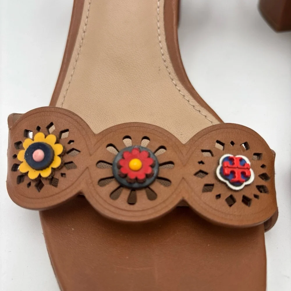 Tory Burch‎ Tan Heels with Floral Accents